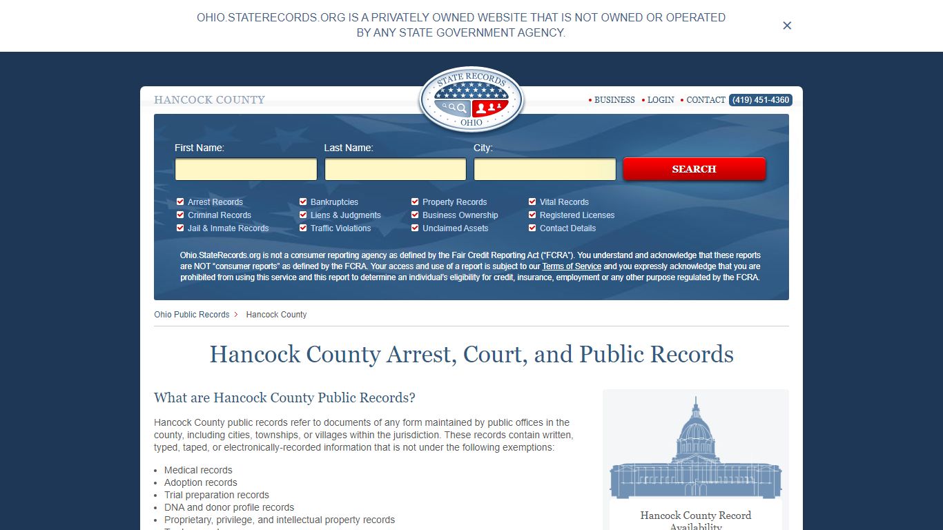 Hancock County Arrest, Court, and Public Records