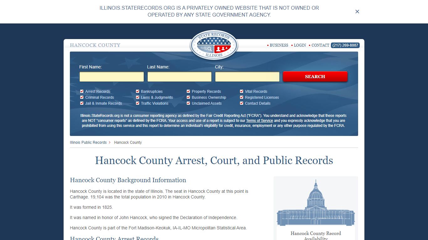 Hancock County Arrest, Court, and Public Records